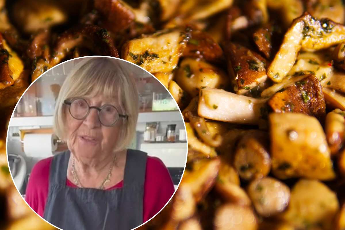 Anna Moroni e funghi porcini nello sfondo